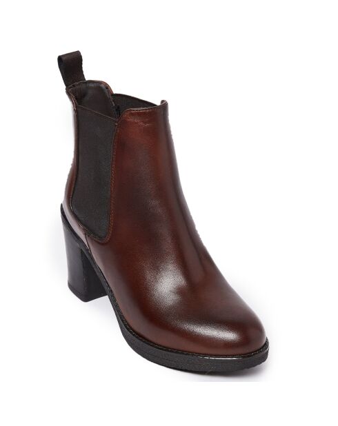 Chelsea Boots en Cuir Matte marron - Talon 8.5 cm