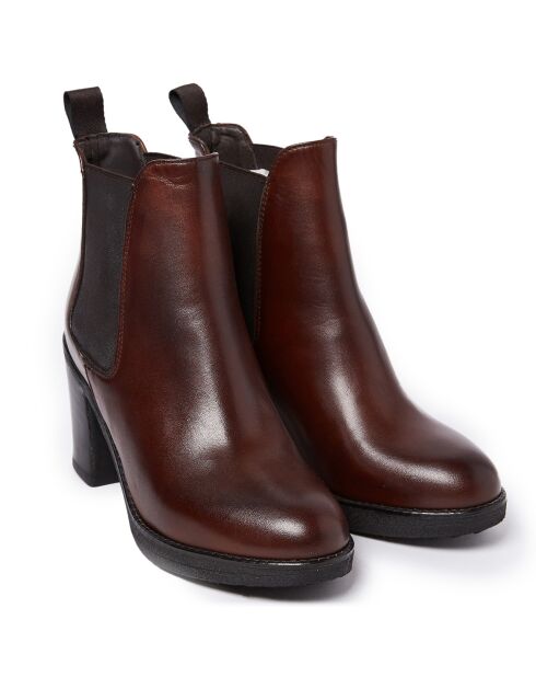 Chelsea Boots en Cuir Matte marron - Talon 8.5 cm