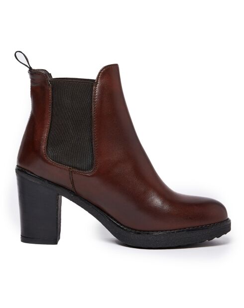 Chelsea Boots en Cuir Matte marron - Talon 8.5 cm