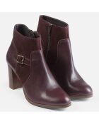 Bottines en Cuir et Velours de Cuir Faola bordeaux - Talon 7 cm