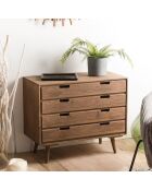 Commode scandinave bois 4 tiroirs sapin andy bois - 80x40x66.5 cm