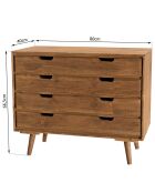 Commode scandinave bois 4 tiroirs sapin andy bois - 80x40x66.5 cm