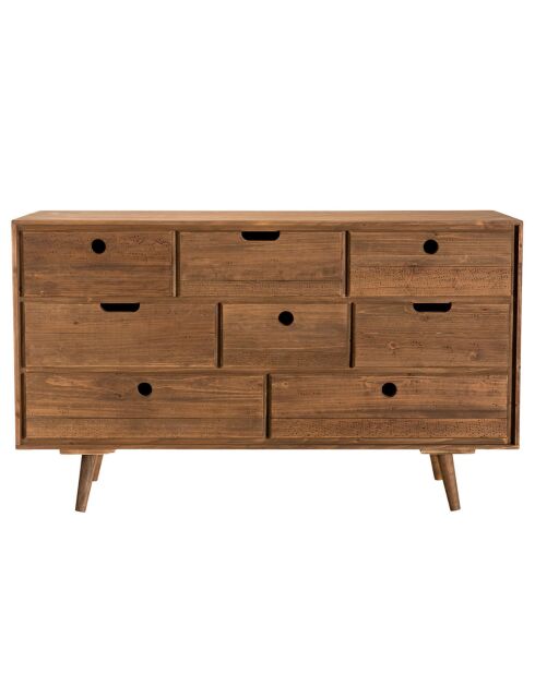 Commode scandinave bois 8 tiroirs sapin andy bois - 120x40x71.5 cm