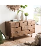 Commode scandinave bois 8 tiroirs sapin andy bois - 120x40x71.5 cm