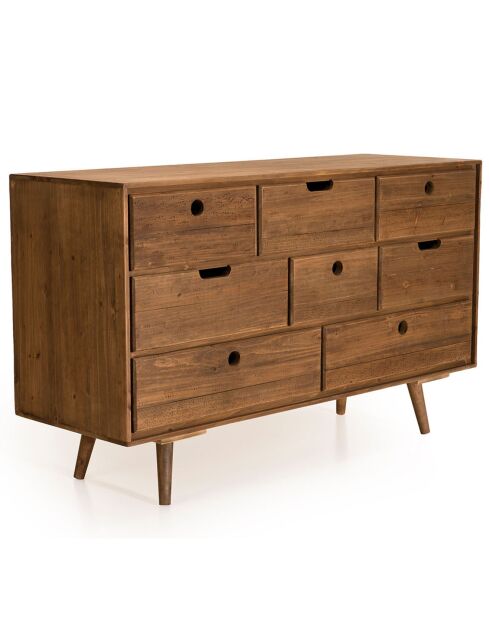 Commode scandinave bois 8 tiroirs sapin andy bois - 120x40x71.5 cm