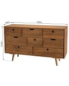 Commode scandinave bois 8 tiroirs sapin andy bois - 120x40x71.5 cm