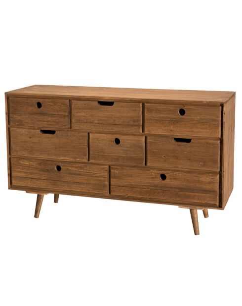 Commode scandinave bois 8 tiroirs sapin andy bois - 120x40x71.5 cm