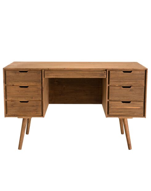 Bureau scandinave bois 6 tiroirs sapin andy bois - 128x57x77 cm