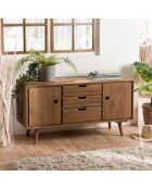 Buffet scandinave bois 2 portes 3 tiroirs sapin andy bois - 110x40x57.5 cm