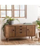 Buffet scandinave bois 2 portes 3 tiroirs sapin andy bois - 110x40x57.5 cm