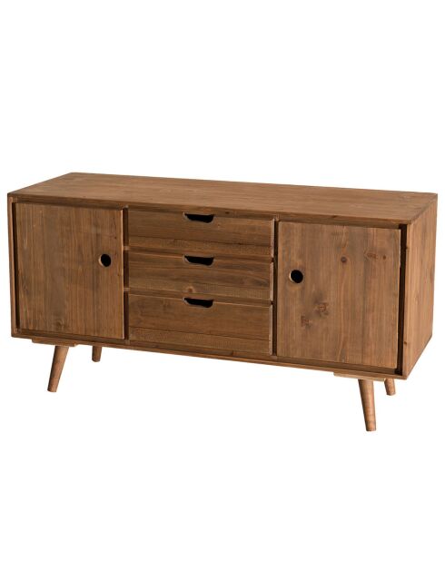 Buffet scandinave bois 2 portes 3 tiroirs sapin andy bois - 110x40x57.5 cm