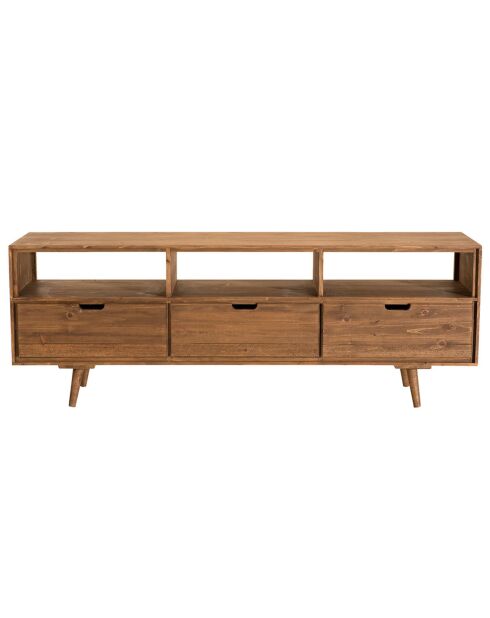 Meuble tv scandinave bois 3 tiroirs 3 niches sapin andy bois - 165x40x60 cm