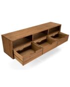 Meuble tv scandinave bois 3 tiroirs 3 niches sapin andy bois - 165x40x60 cm