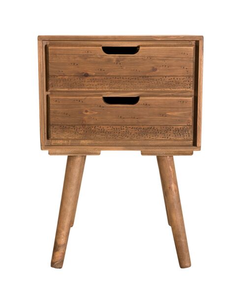 Chevet scandinave bois 2 tiroirs sapin andy bois - 40x40x60 cm
