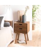 Chevet scandinave bois 2 tiroirs sapin andy bois - 40x40x60 cm