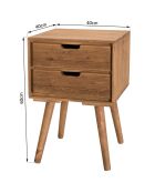 Chevet scandinave bois 2 tiroirs sapin andy bois - 40x40x60 cm