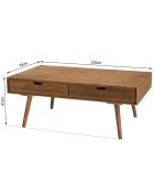 Table basse scandinave bois 4 tiroirs sapin andy bois - 120x70x47 cm