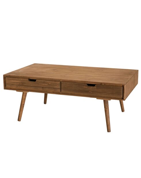 Table basse scandinave bois 4 tiroirs sapin andy bois - 120x70x47 cm