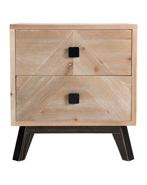 Chevet scandinave 2 tiroirs mandy bois - 48x36x54 cm