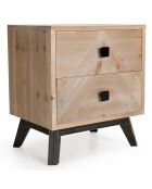 Chevet scandinave 2 tiroirs mandy bois - 48x36x54 cm