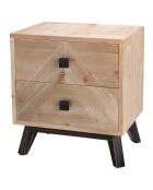 Chevet scandinave 2 tiroirs mandy bois - 48x36x54 cm