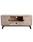 Meuble tv scandinave 2 portes 1 tiroir 1 niche mandy bois - 131x45x57.5 cm