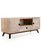 Meuble tv scandinave 2 portes 1 tiroir 1 niche mandy bois - 131x45x57.5 cm