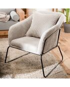 Fauteuil tissu velours cotelé pieds évasés agathe gris perle - 76x78x79 cm