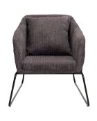 Fauteuil tissu velours cotelé pieds évasés agathe gris anthracite - 76x78x79 cm