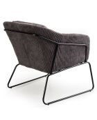 Fauteuil tissu velours cotelé pieds évasés agathe gris anthracite - 76x78x79 cm