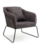 Fauteuil tissu velours cotelé pieds évasés agathe gris anthracite - 76x78x79 cm