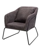 Fauteuil tissu velours cotelé pieds évasés agathe gris anthracite - 76x78x79 cm