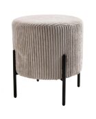 Tabouret rond tissu velours cotelé agathe gris perle - 36x36x42 cm