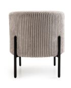 Tabouret rond tissu velours cotelé agathe gris perle - 36x36x42 cm