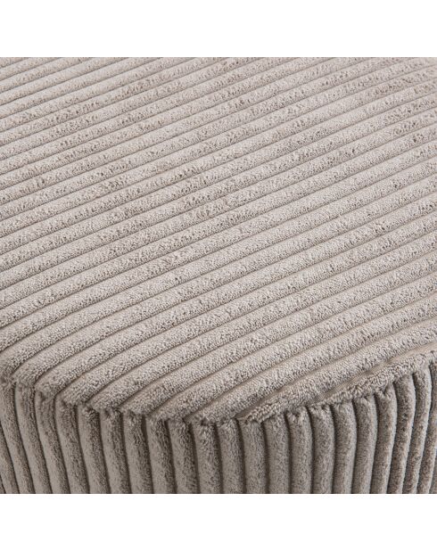 Tabouret rond tissu velours cotelé agathe gris perle - 36x36x42 cm