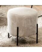 Tabouret rond tissu velours cotelé agathe gris perle - 36x36x42 cm