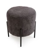 Tabouret rond tissu velours cotelé agathe gris anthracite - 36x36x42 cm