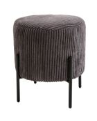 Tabouret rond tissu velours cotelé agathe gris anthracite - 36x36x42 cm