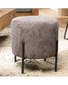 Tabouret rond tissu velours cotelé agathe gris anthracite - 36x36x42 cm