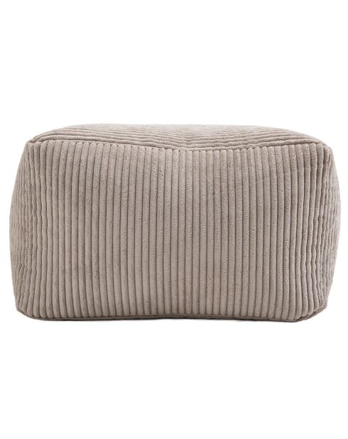 Pouf carré tissu velours cotelé agathe gris perle - 57x57x34 cm