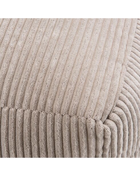 Pouf carré tissu velours cotelé agathe gris perle - 57x57x34 cm