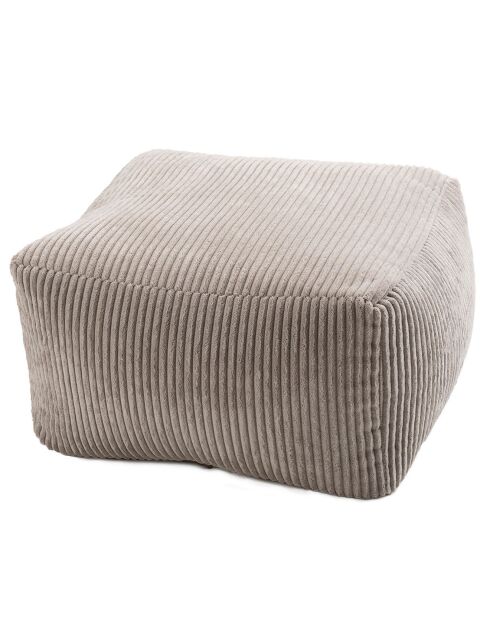 Pouf carré tissu velours cotelé agathe gris perle - 57x57x34 cm