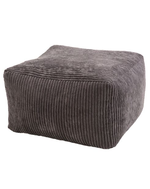 Pouf carré tissu velours cotelé agathe gris anthracite - 57x57x34 cm