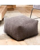 Pouf carré tissu velours cotelé agathe gris anthracite - 57x57x34 cm