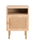 Chevet 1 niche 1 porte toile de jute aline bois/dorée - 40x30x59.5 cm