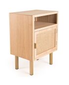 Chevet 1 niche 1 porte toile de jute aline bois/dorée - 40x30x59.5 cm