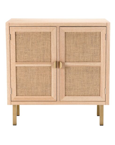 Buffet 2 portes toile de jute aline bois/dorée - 70x30x74.5 cm