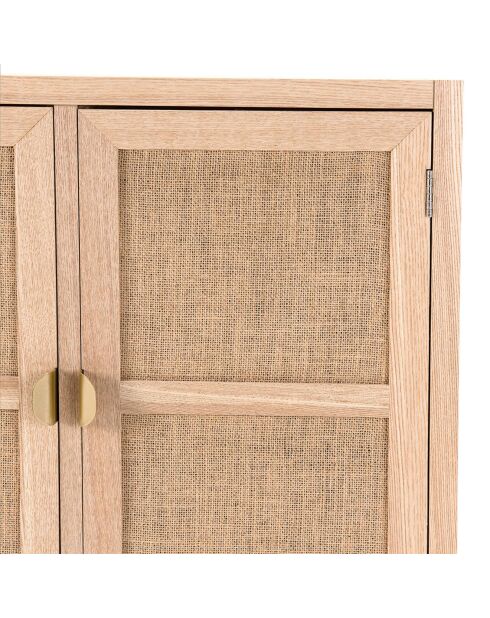 Buffet 2 portes toile de jute aline bois/dorée - 70x30x74.5 cm