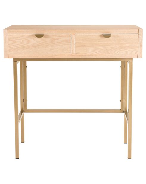 Console 2 tiroirs aline bois/dorée - 80x34x79 cm