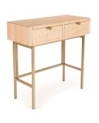 Console 2 tiroirs aline bois/dorée - 80x34x79 cm